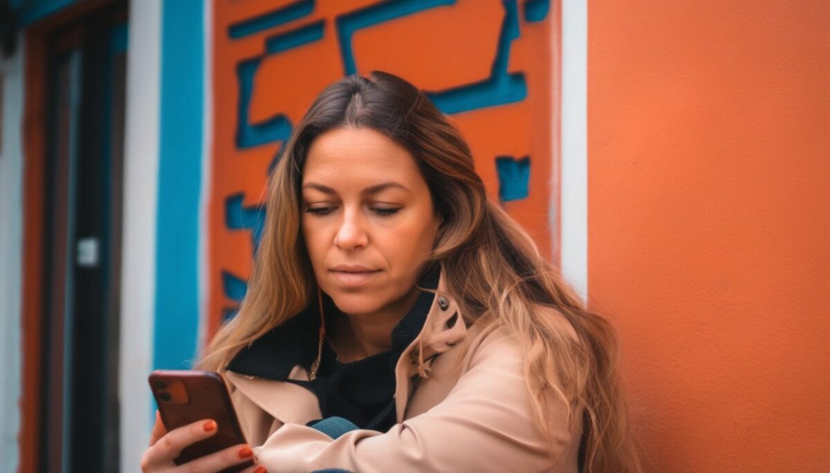 Femme qui lis un article sur telephone