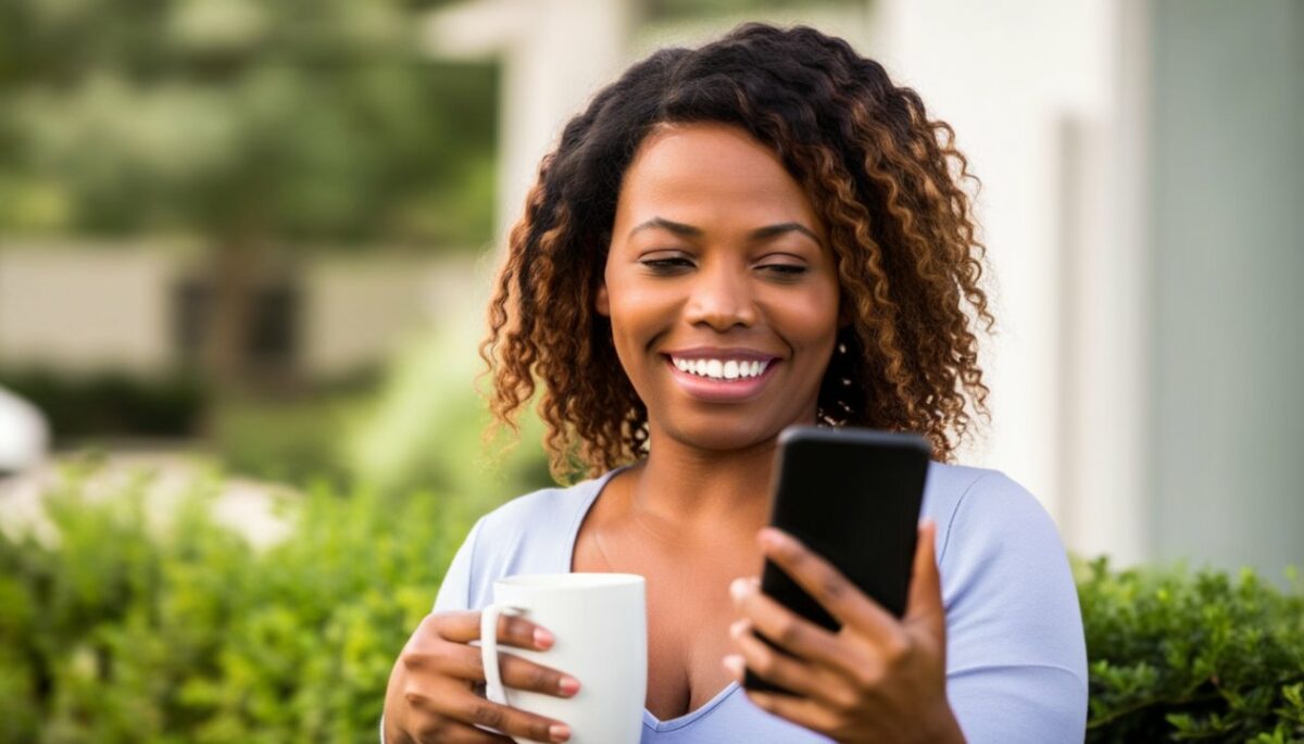Femme qui lis un article sur telephone
