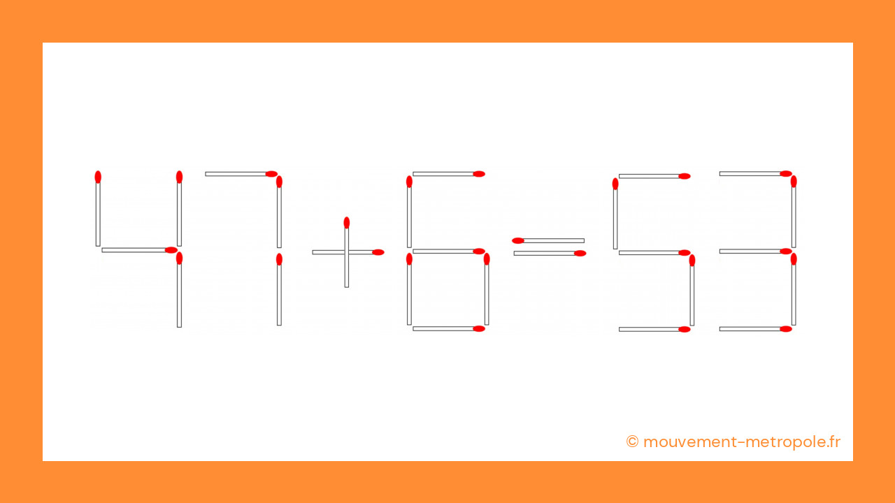 Voici l'équation corrigée : 47 + 6 = 53 Voici l'équation corrigée : 47 + 6 = 53
