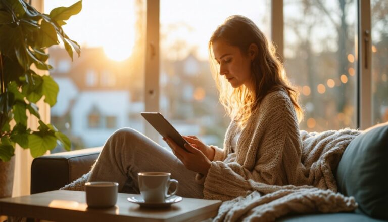 Femme qui lis un article sur tablette