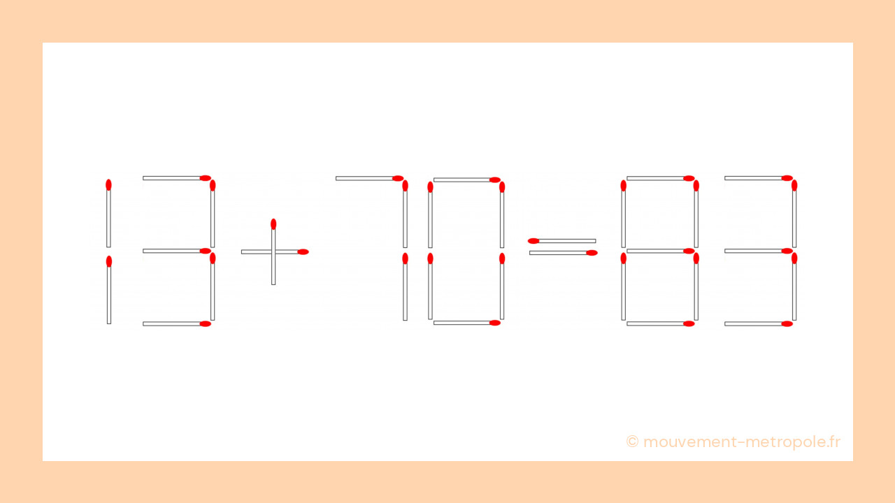 Voici l'équation corrigée : 13 + 70 = 83 Voici l'équation corrigée : 13 + 70 = 83