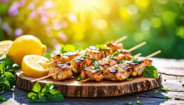 Brochettes de poulet au citron et herbes : l'été dans votre assiette grâce au barbecue