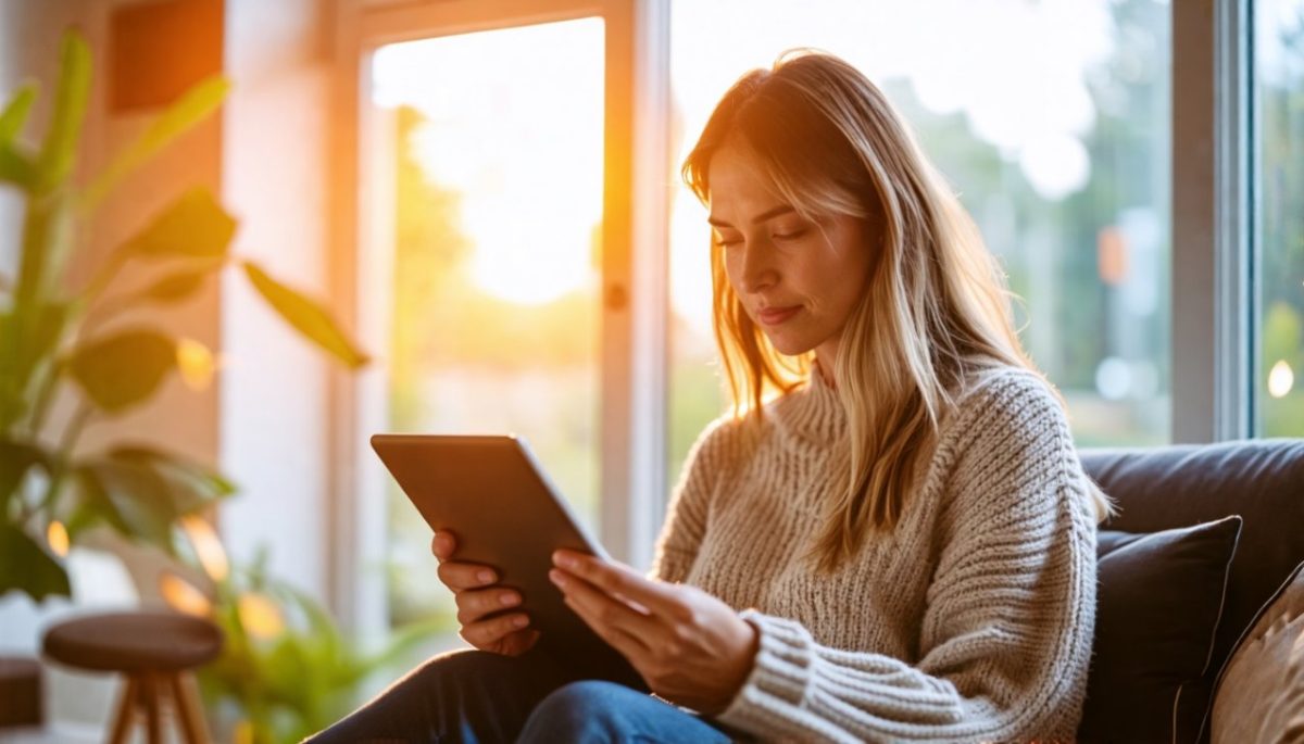 Femme qui lis un article sur tablette