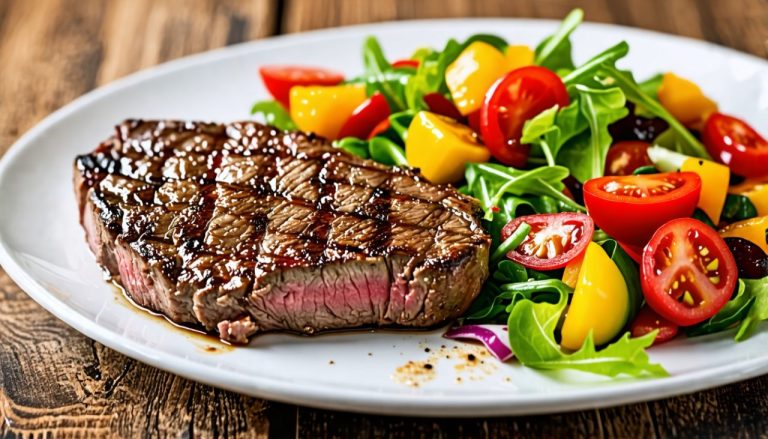 Le Bœuf Grillé avec Salade de Légumes Croquants : Un Plat Savoureux Alliant Fraîcheur et Protéines
