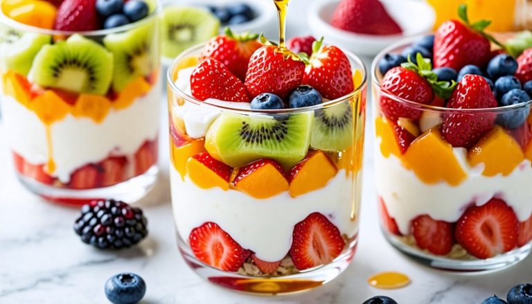 Parfait glacé au yaourt, miel et fruits frais : un délice rafraîchissant et gourmand à déguster sans modération