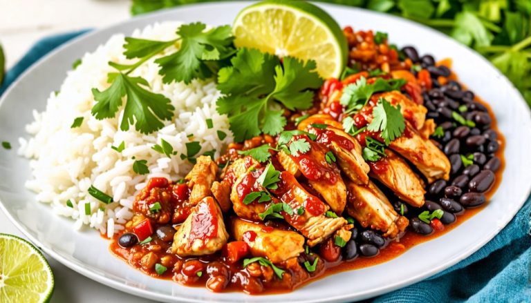 Poulet Mariné à la Mexicaine avec Riz et Haricots : Un Festin de Saveurs Épicées et Savoureuses