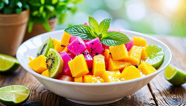 Salade de Fruits Exotiques avec Sirop de Citron Vert : Un Voyage Gustatif Inoubliable