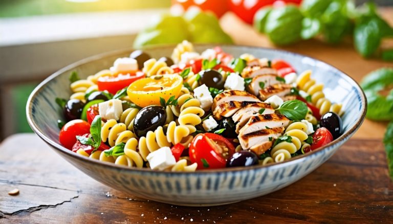 Salade de Pâtes Méditerranéenne au Poulet : Le Repas Complet et Léger qui Ravira vos Papilles