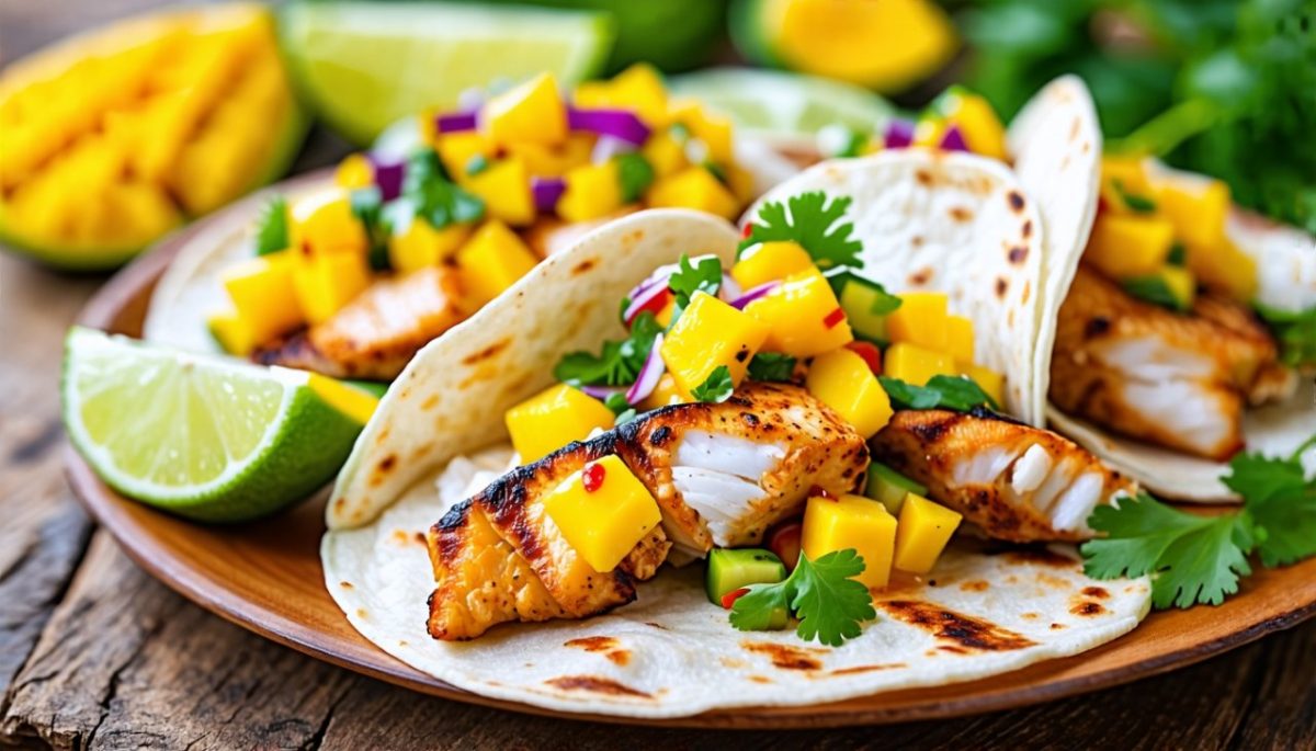 Tacos de poisson grillé et salsa de mangue : une explosion de saveurs exotiques et de fraîcheur