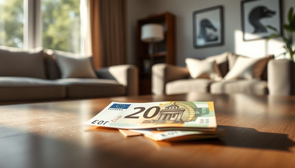 Billet euro sur table basse maison