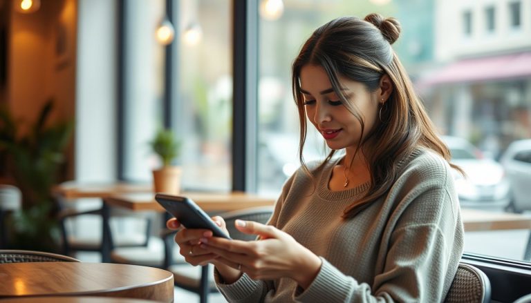 Femme qui lis un article sur telephone