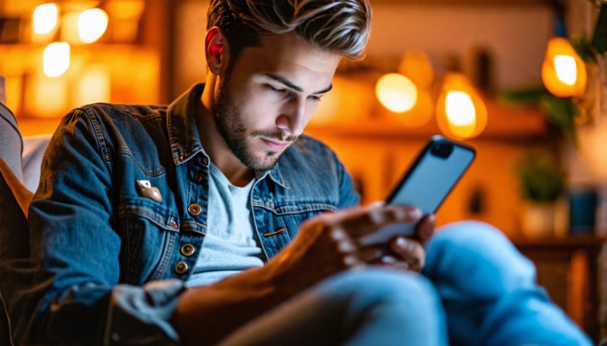 homme qui lis un article sur telephone