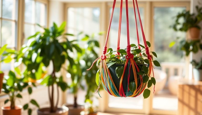 Suspension pour plantes en scoubidou