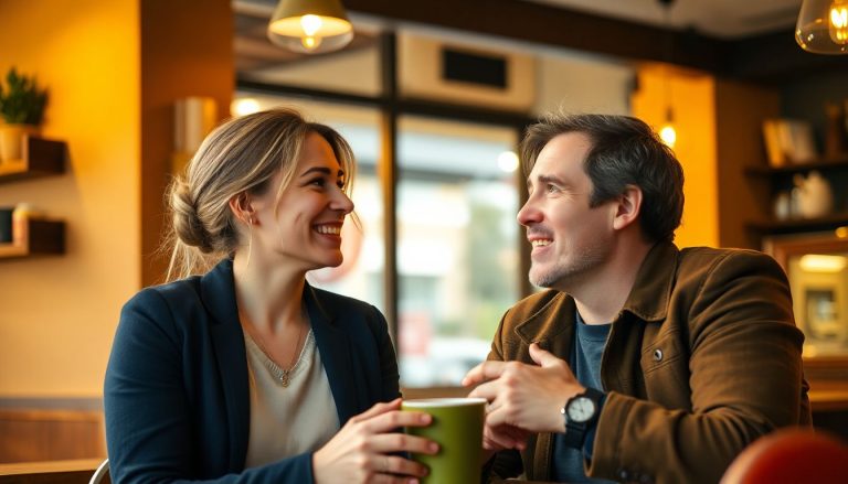 Femme qui discute avec un homme