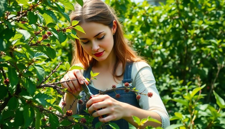 Ronce jardin femme qui coupe