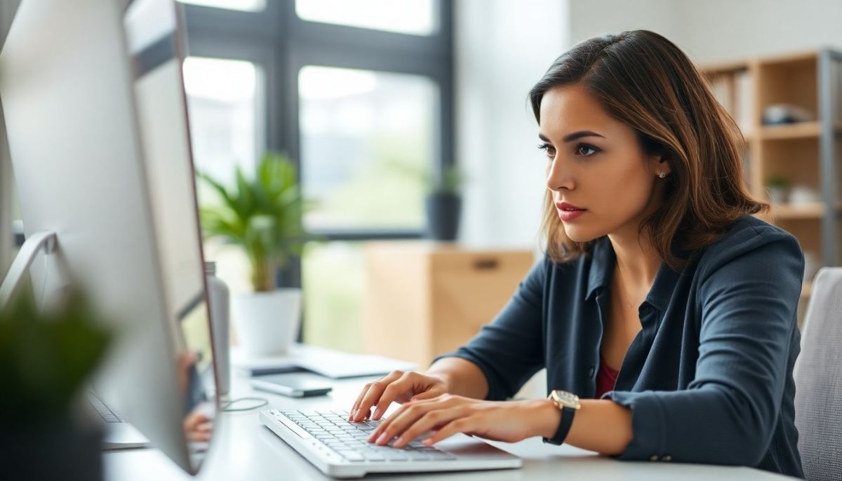 Femme cherche touche clavier