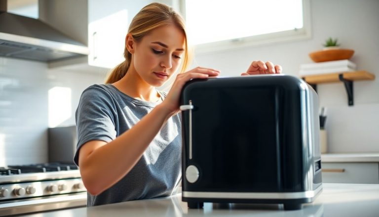 femme nettoie grille pain