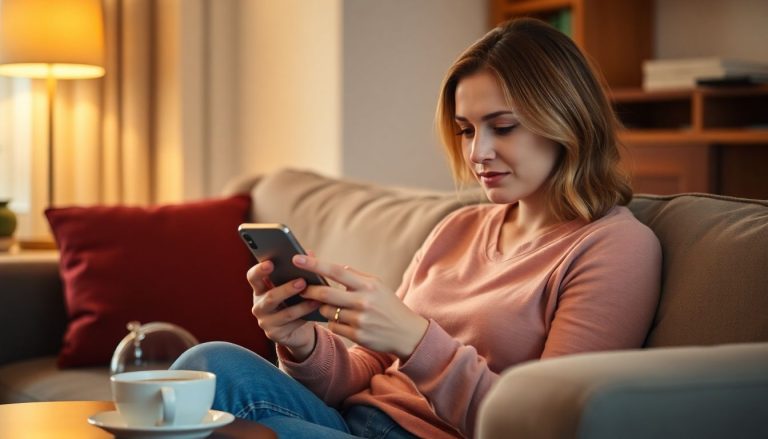 Femme qui lis un article sur telephone