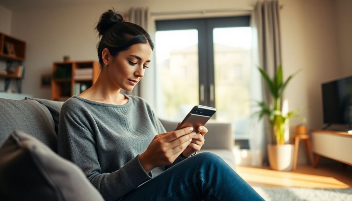 Femme qui lis un article sur telephone