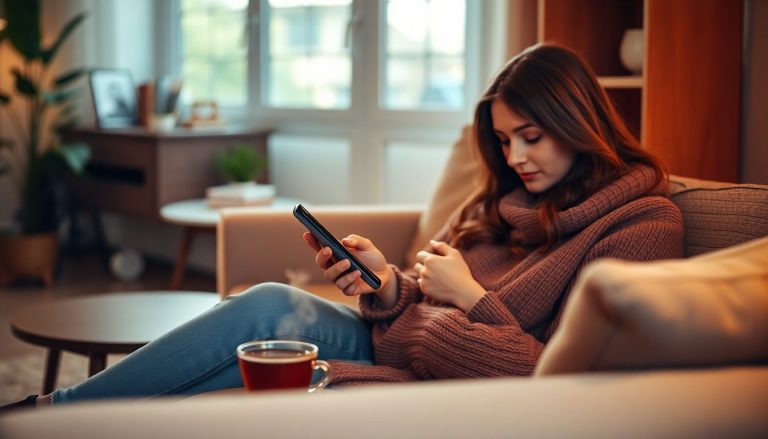 Femme qui lis un article sur telephone