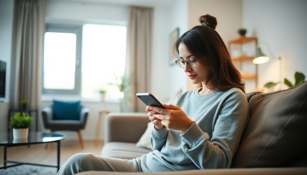 Femme qui lis un article sur telephone