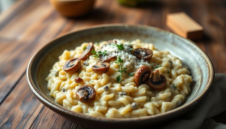 Risotto aux champignons et huile de truffe : un délice crémeux et parfumé