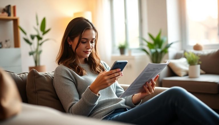 Femme qui lis un article sur telephone