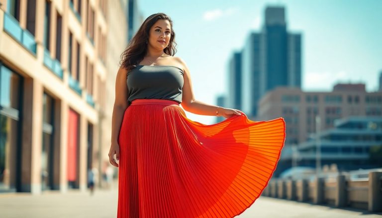 Jupe longue plissée : l'atout charme des silhouettes rondes