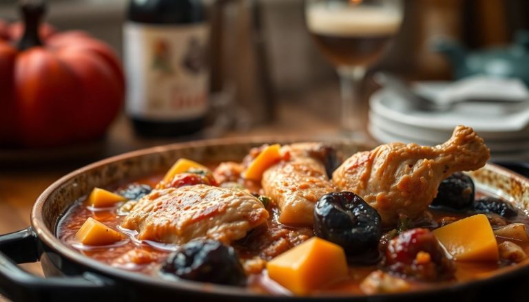 Mijoté de poulet aux pruneaux et à la bière : un plat réconfortant aux saveurs d'automne