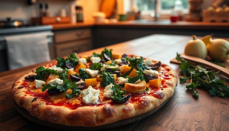 Pizza maison aux légumes d'hiver et fromage de chèvre : un délice réconfortant
