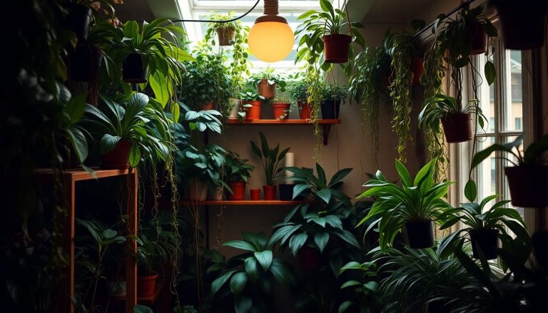12 plantes retombantes qui s'épanouissent dans un intérieur sombre