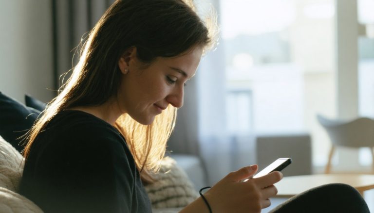 femme debranche son chargeur de telephone