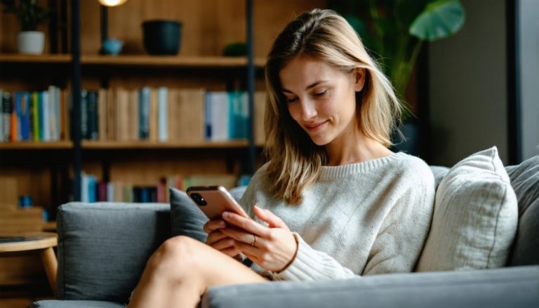 Femme qui lis sur telephone
