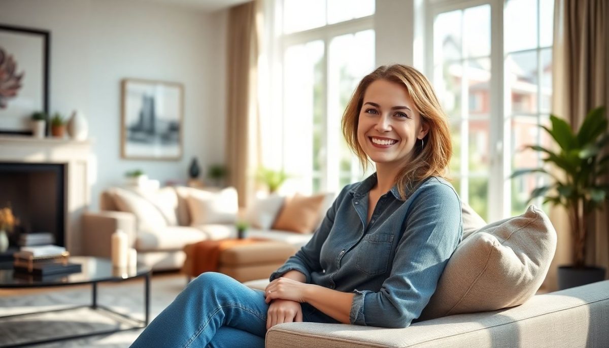 femme salon sourire
