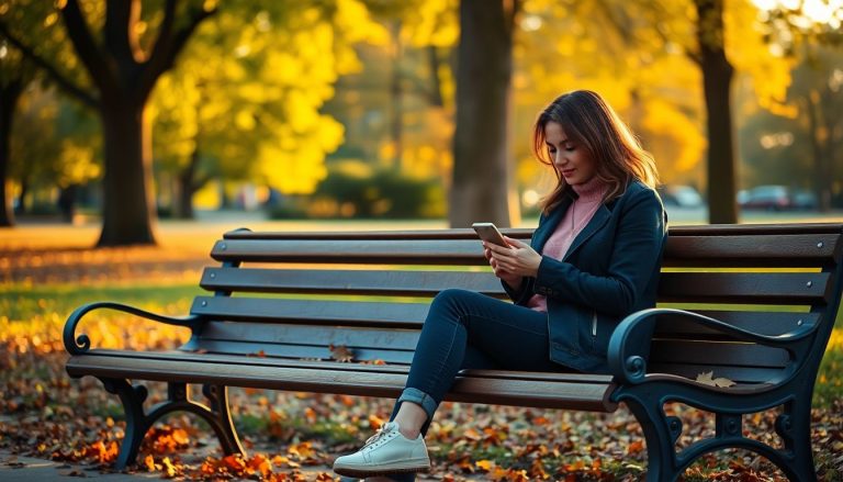 Femme seule avec smortphone