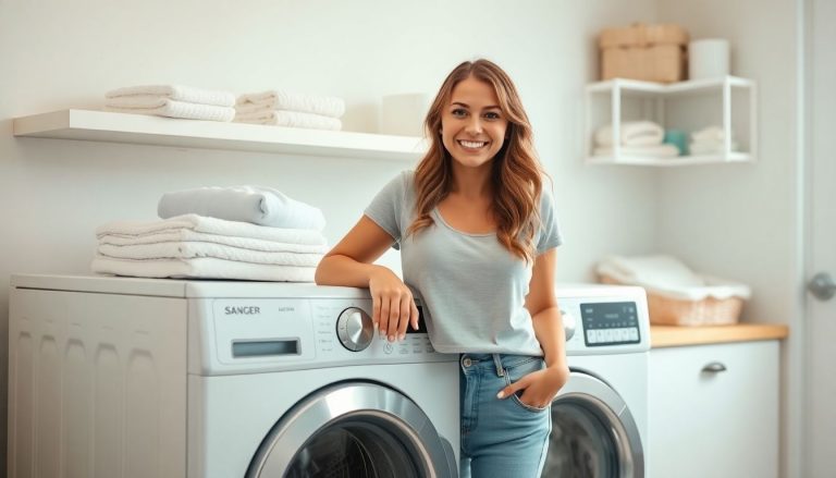 femme sourire machine a laver