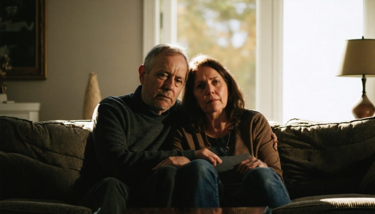 Parents assis triste