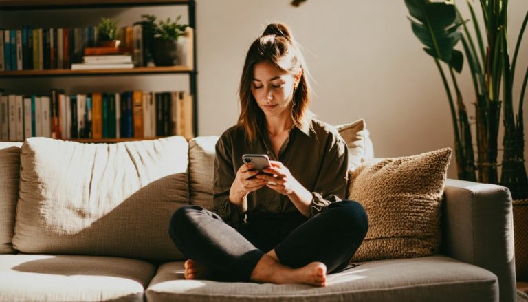Femme qui lis sur telephone