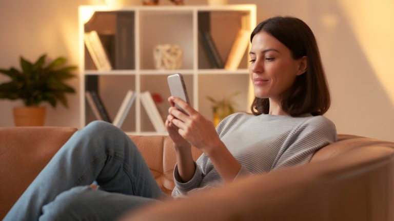 Femme qui lis sur telephone