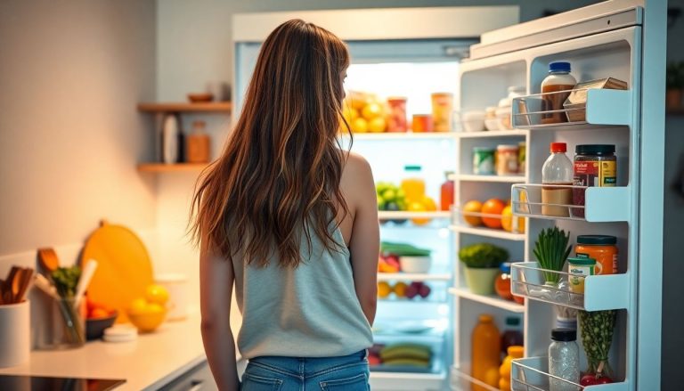 Femme qui ouvre son frigo