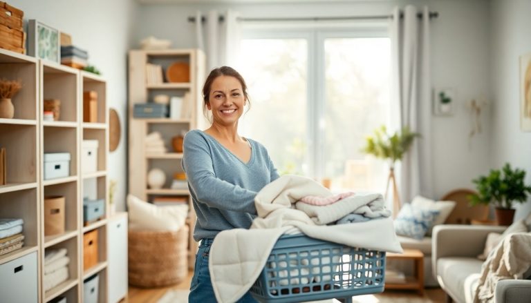 Femme qui range maison