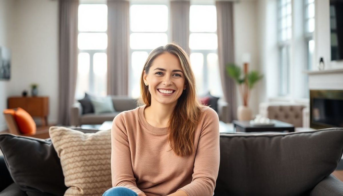 femme salon sourire