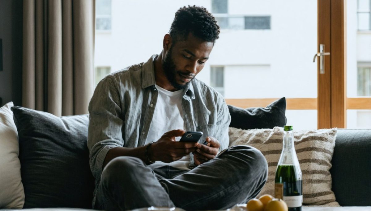 homme qui lis un article sur telephone