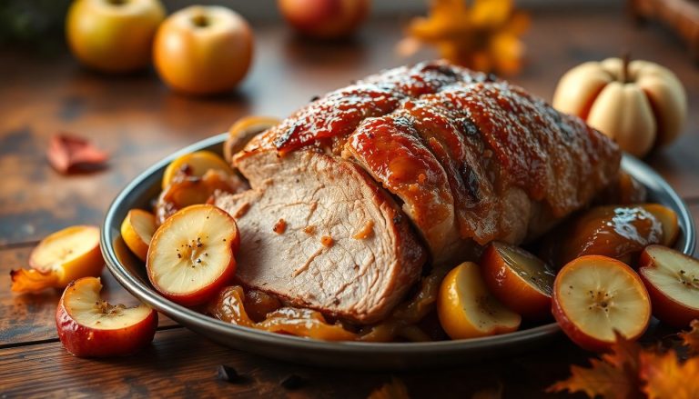 Rôti de porc aux pommes et oignons caramélisés : un plat réconfortant aux saveurs d'automne