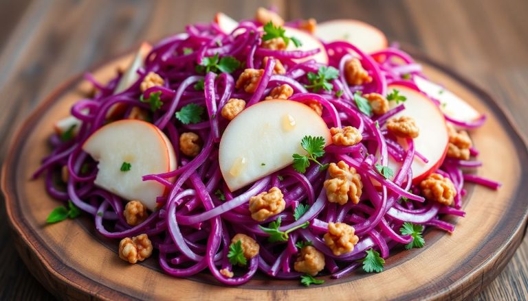 Salade de chou rouge aux pommes et noix : un festival de saveurs et de couleurs dans votre assiette