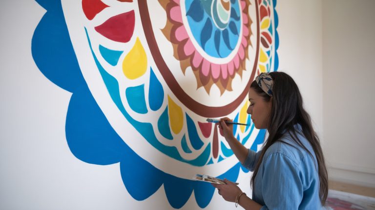 femme peint mur deco mur blanc