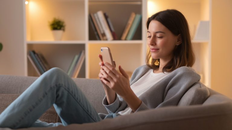 Femme qui lis sur telephone