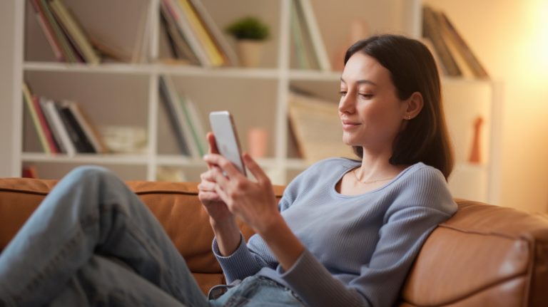 Femme qui lis sur telephone