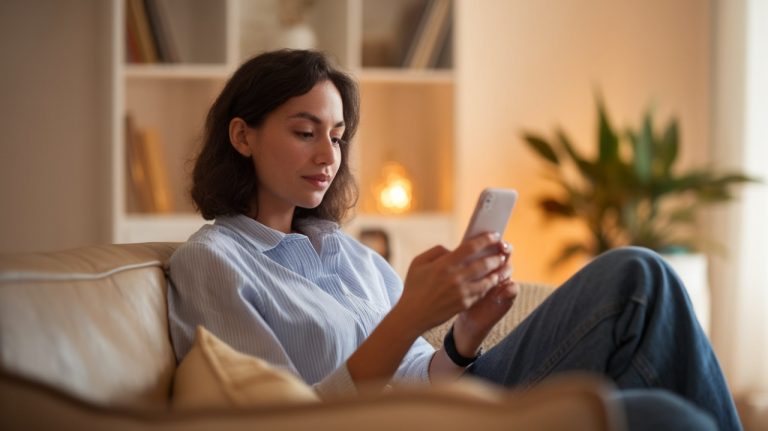 Femme qui lis sur telephone