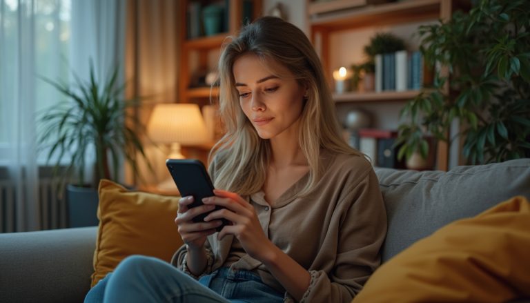 Femme qui lis sur telephone